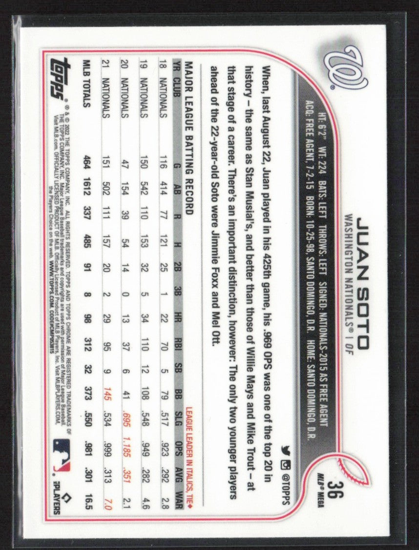 Juan Soto 2022 Topps Chrome Logofractor #36 Washington Nationals
