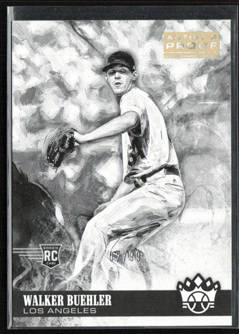 Walker Buehler 2018 Panini Diamond Kings B&W Variation Artist Proof Gold RC /99