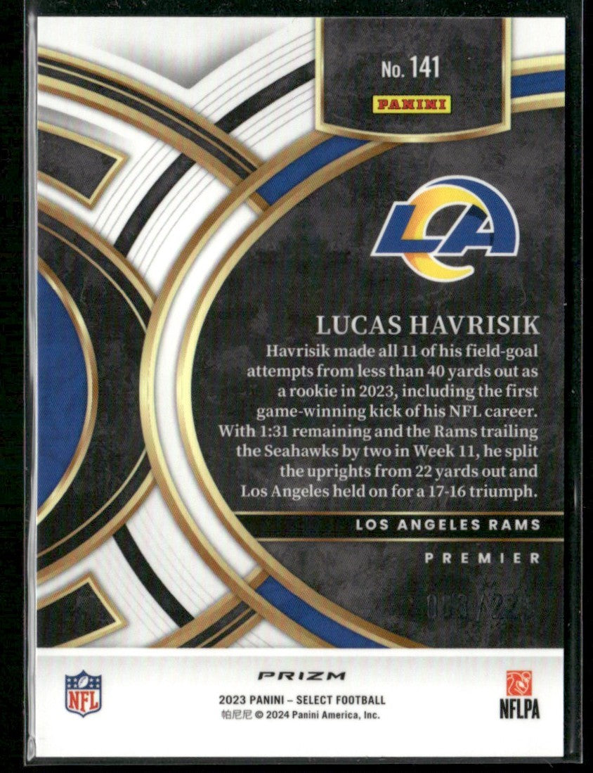 Lucas Havrisik 2023 Panini Select Premier Tri-Color Prizm RC /225 #141