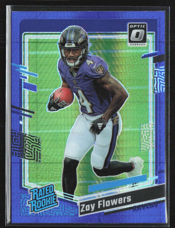 Zay Flowers 2023 Donruss Optic Blue Hyper RC #210 Baltimore Ravens