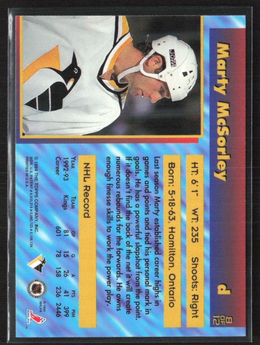 Marty McSorley 1993 Topps Stadium Club Finest #8 Pittsburgh Penguins