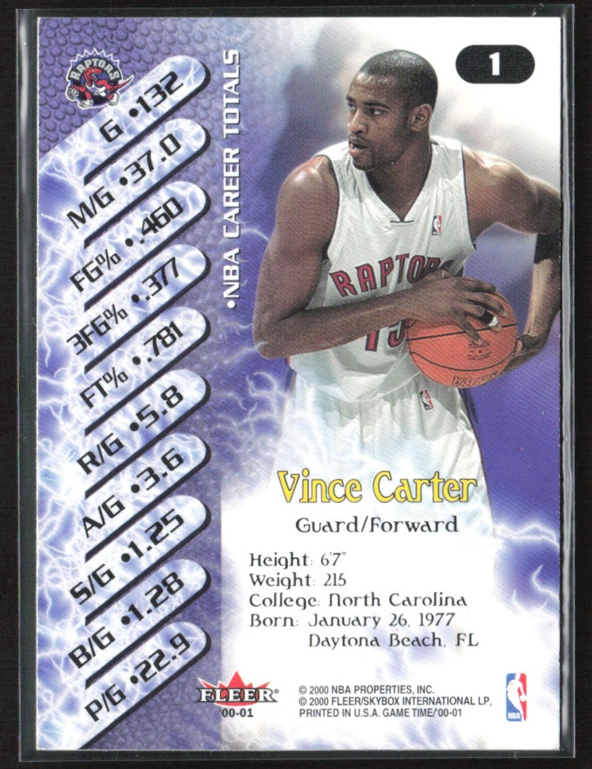 Vince Carter 2000 Fleer Game Time #1 Toronto Raptors