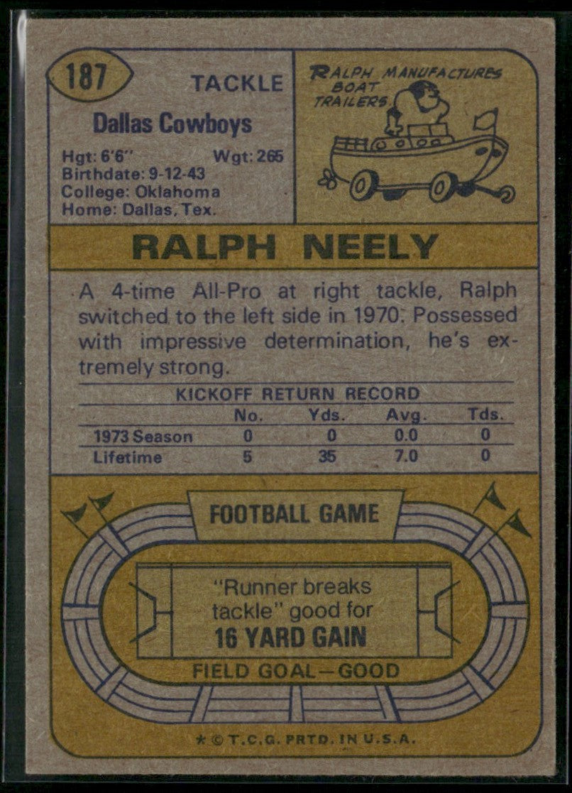 Ralph Neely 1974 Topps #187 Dallas Cowboys