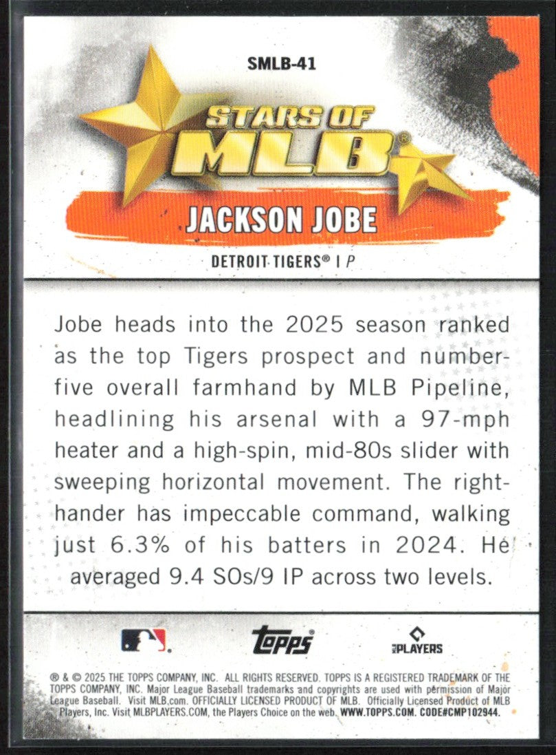 Jackson Jobe 2025 Topps Stars of MLB RC #SMLB-41 Detroit Tigers