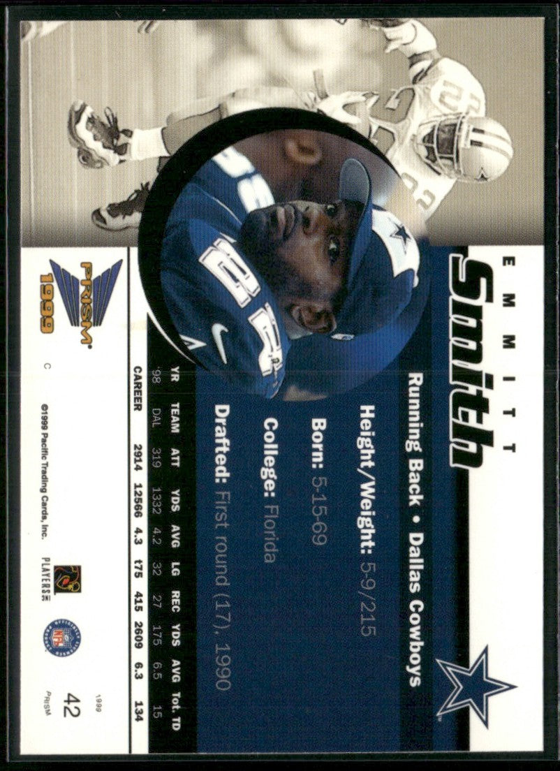 Emmitt Smith 1999 Pacific Prism #42 Dallas Cowboys
