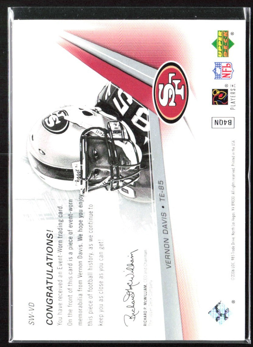 Vernon Davis 2006 SPx Swatch Supremacy Jersey #SW-VD San Francisco 49ers