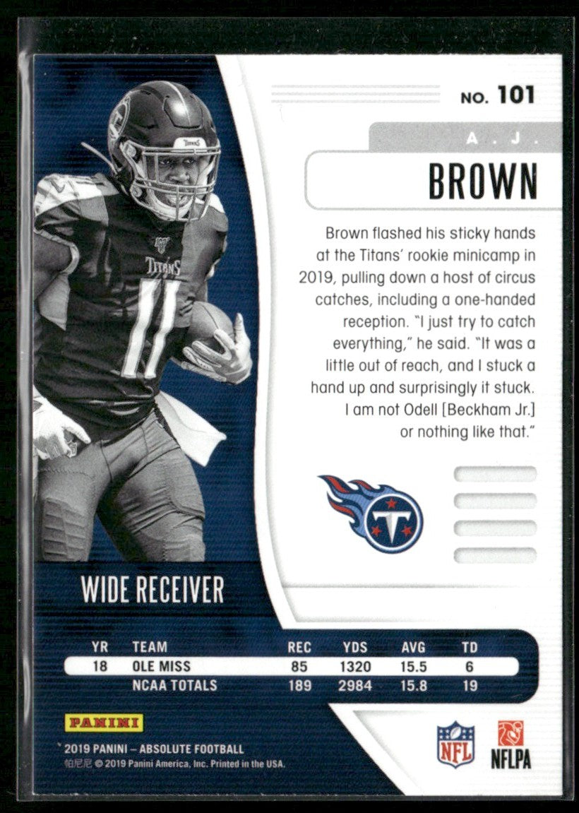 A.J. Brown 2019 Panini Absolute RC #101 Tennessee Titans