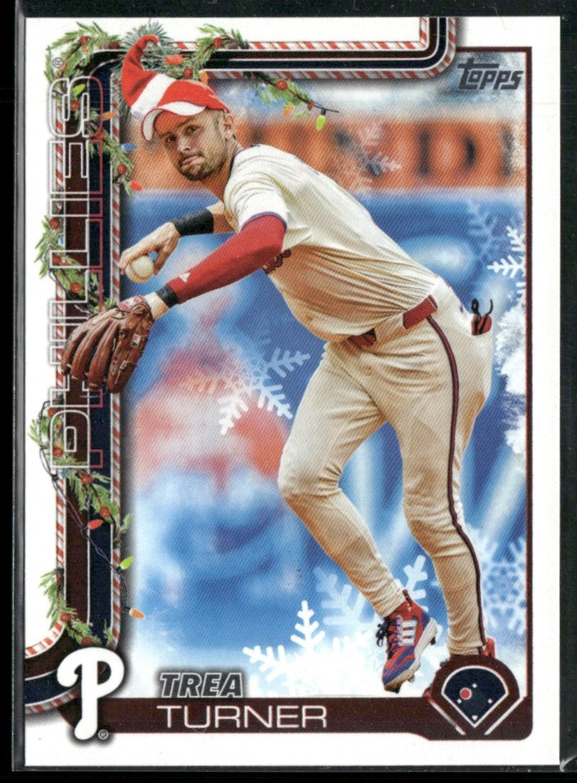 Trea Turner 2025 Topps Holiday SP Image Variation Santa Hat #H90