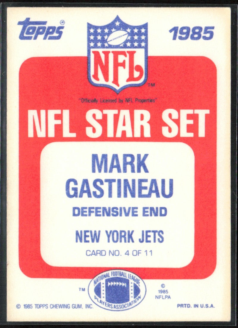 Mark Gastineau 1985 Topps Glossy NFL Star #4 New York Jets
