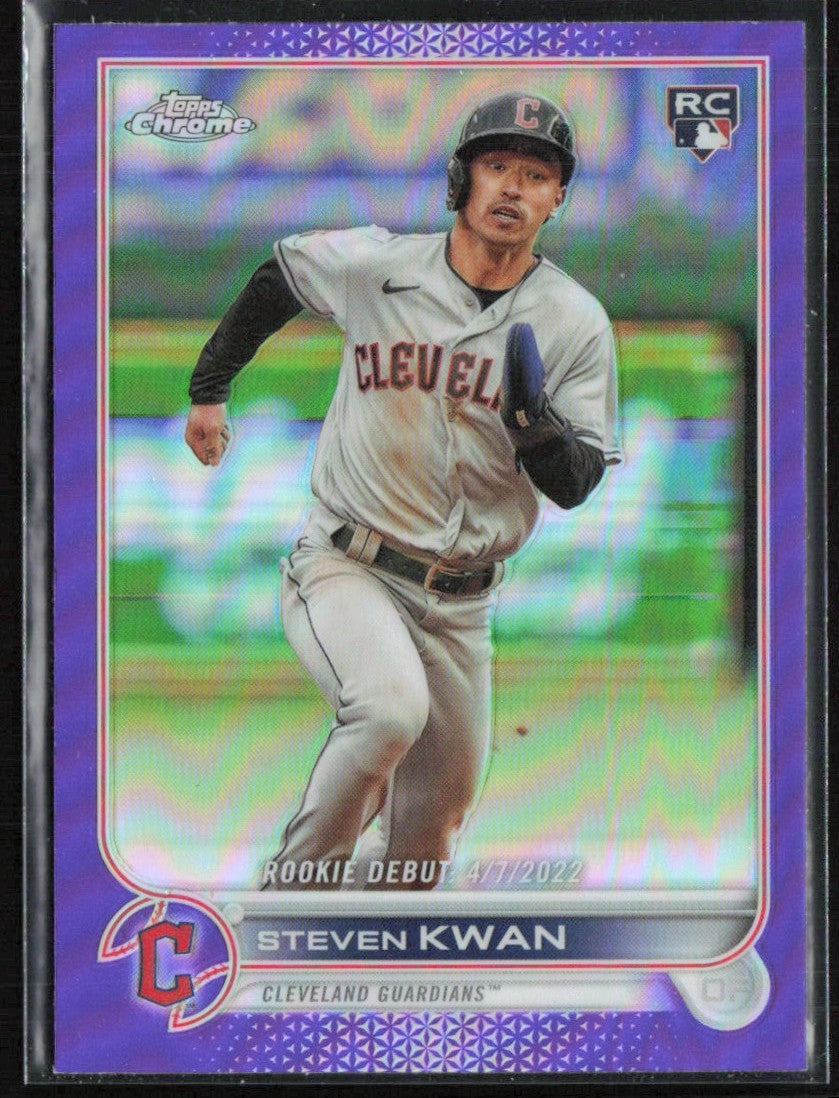 Steven Kwan 2022 Topps Chrome Update Purple Refractor RC #USC178