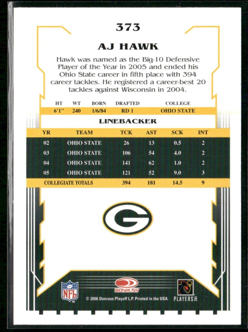 A.J. Hawk 2006 Score RC #373 Green Bay Packers