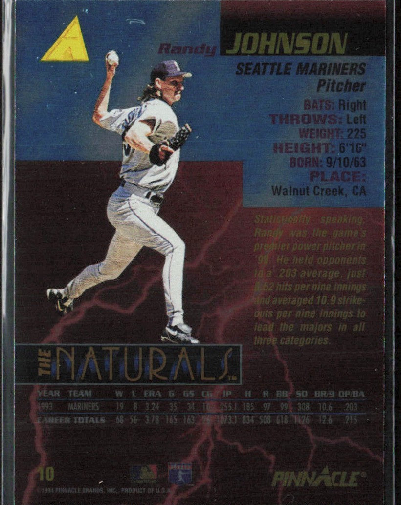 Randy Johnson 1994 Pinnacle The Naturals #10 Seattle Mariners