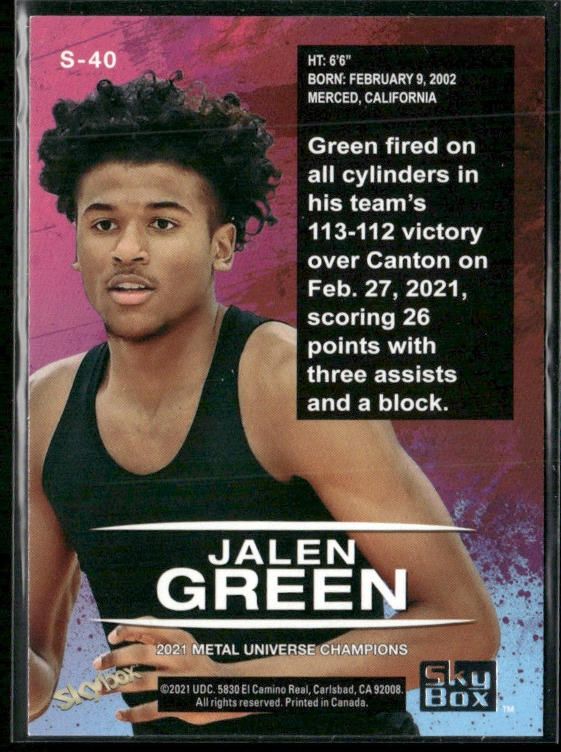 Jalen Green 2021 Skybox Premium Metal Universe Champions #S-40 Houston Rockets
