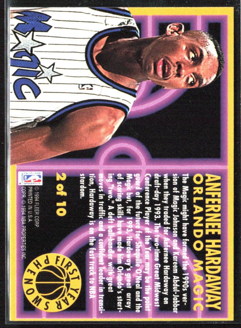 Anfernee Hardaway 1993 Fleer First Year Phenoms #2 Orlando Magic