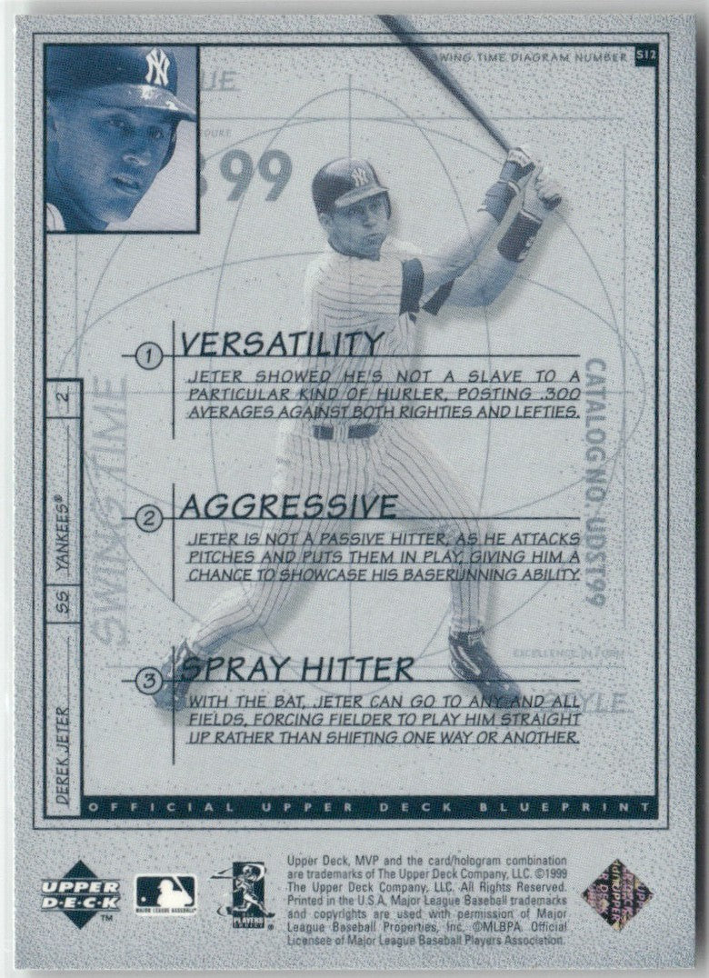 Derek Jeter 1999 Upper Deck MVP Swing Time #S12 New York Yankees