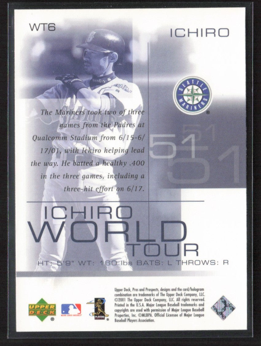 Ichiro Suzuki 2001 Upper Deck Pros & Prospects World Tour #WT6 Seattle Mariners