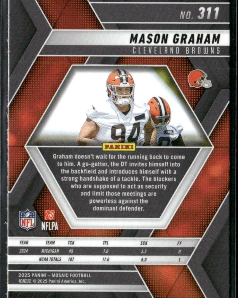 Mason Graham 2025 Panini Mosaic RC #311 Cleveland Browns