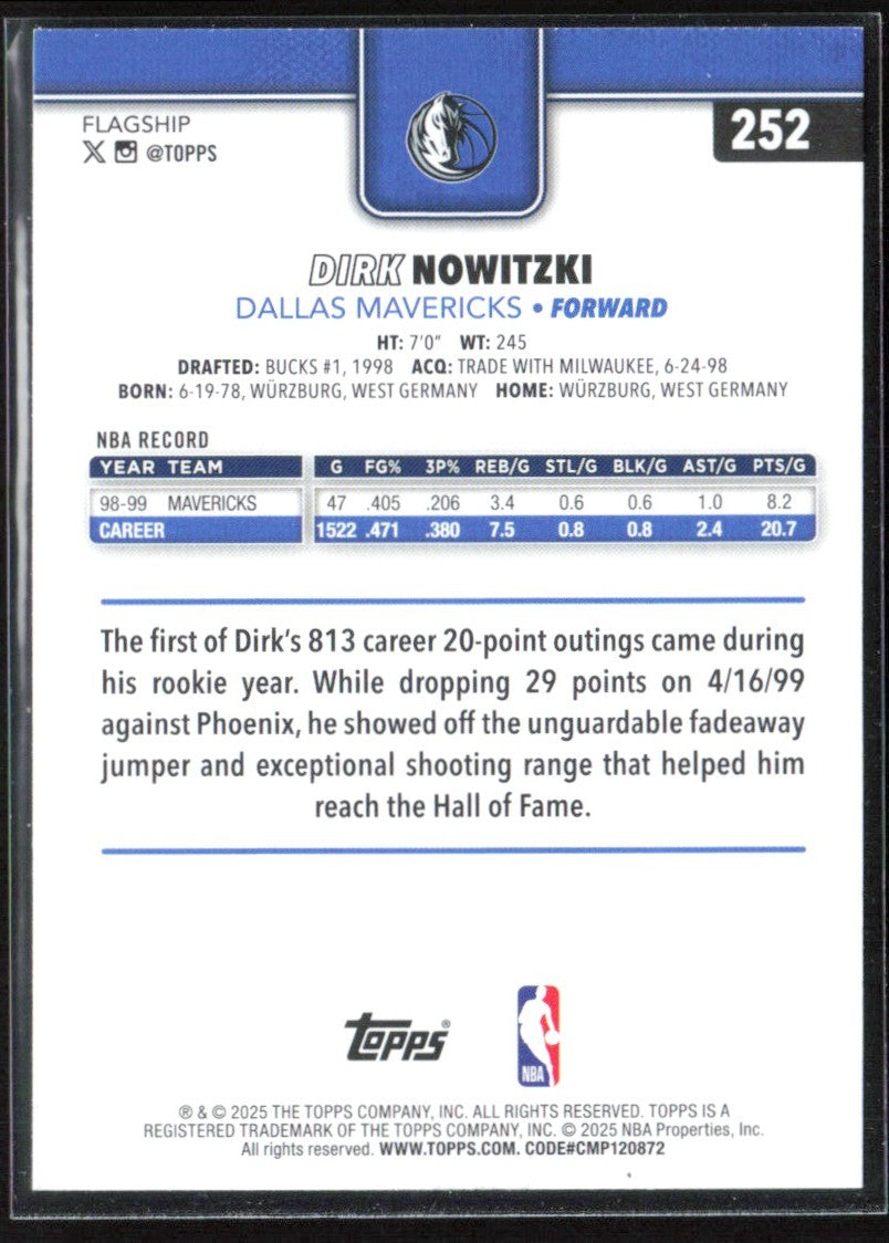 Dirk Nowitzki 2025 Topps Holofoil #252 Dallas Mavericks