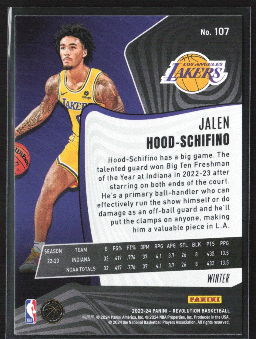 Jalen Hood-Schifino 2023 Panini Revolution Winter RC #107 Los Angeles Lakers