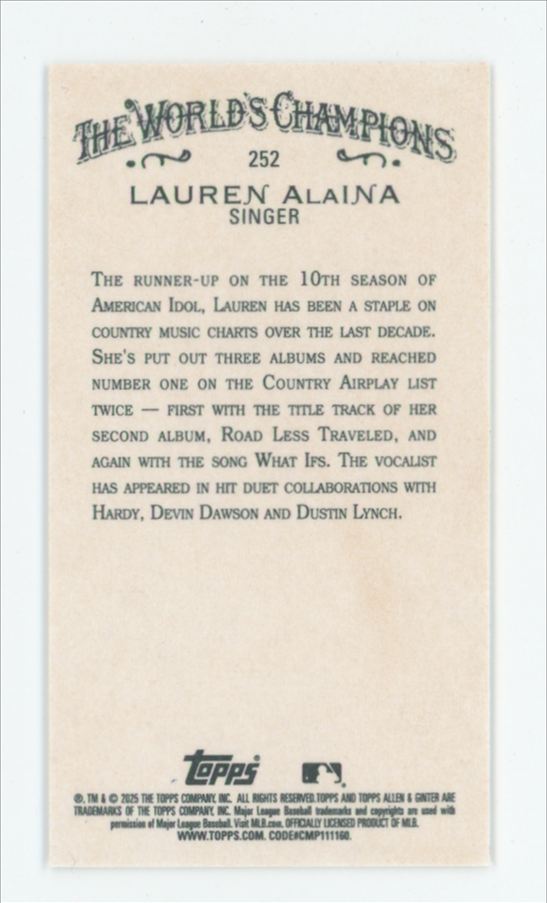 Lauren Alaina 2025 Topps Allen & Ginter Mini #252