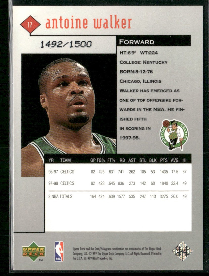 Antoine Walker 1998 Upper Deck Black Diamond Triple /1500 #17 Boston Celtics