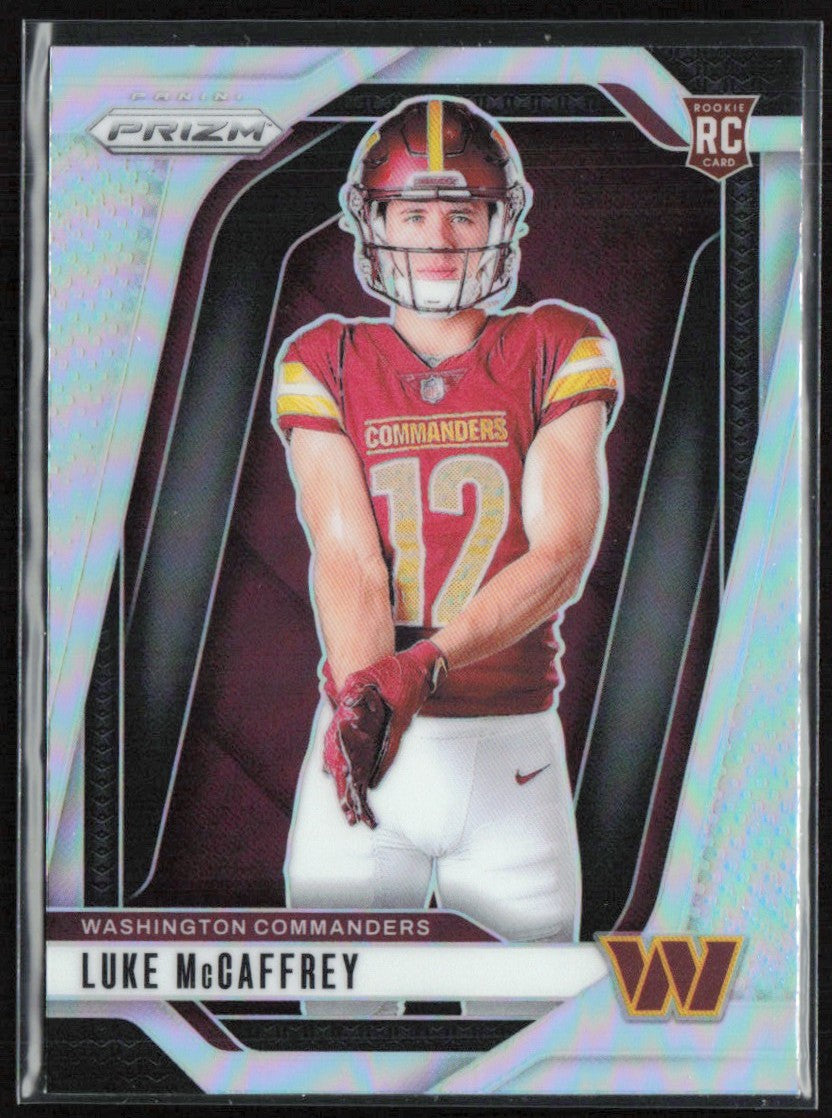 Luke McCaffrey 2024 Panini Prizm Variations Silver RC #26 Washington Commanders
