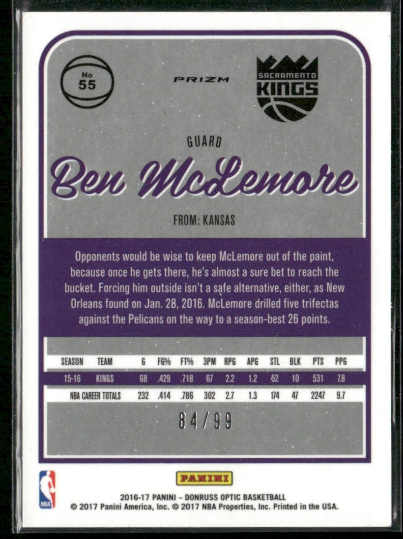 Ben McLemore 2016 Donruss Optic Red Prizm /99 #55 Sacramento Kings