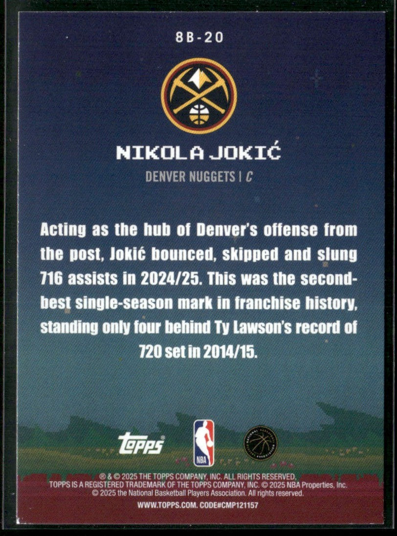 Nikola Jokic 2025 Topps 8-Bit Ballers #8B-20 Denver Nuggets