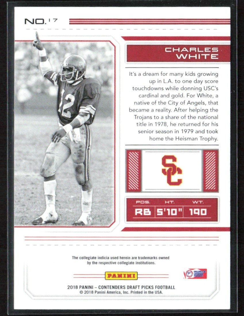 Charles White 2018 Panini Contenders Draft Picks Bowl Ticket /99 #17 USC Trojans