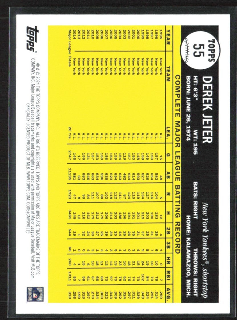 Derek Jeter 2024 Topps Archives Black Foilboard #55 New York Yankees