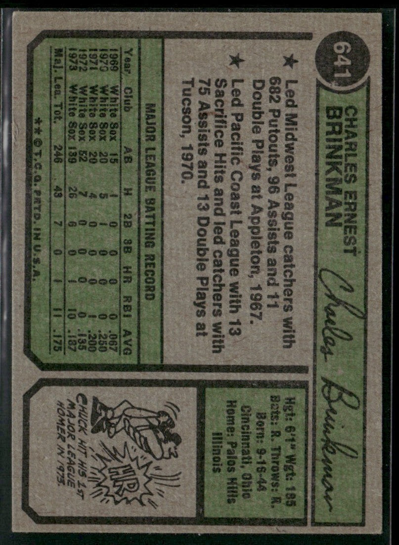 Chuck Brinkman 1974 Topps #641 Chicago White Sox
