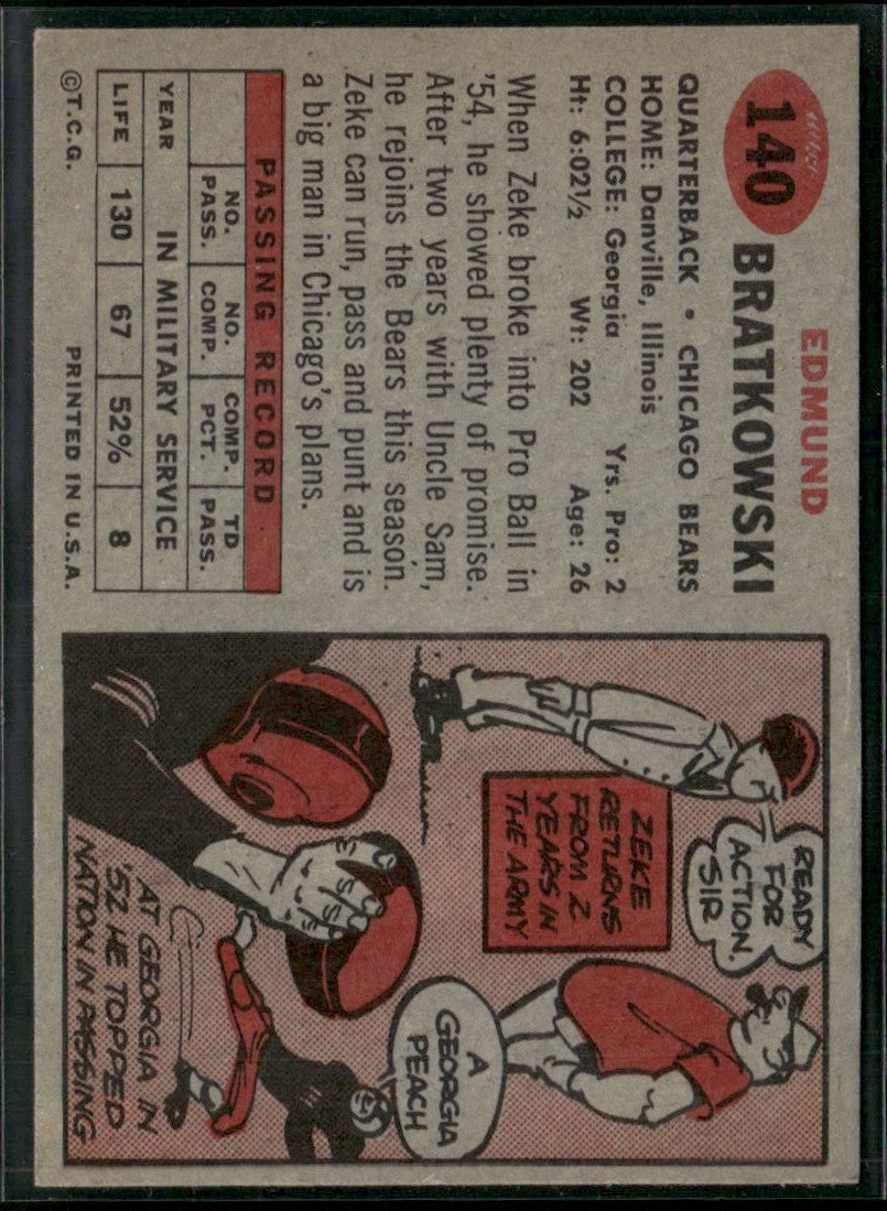 Zeke Bratkowski 1957 Topps #140 Chicago Bears