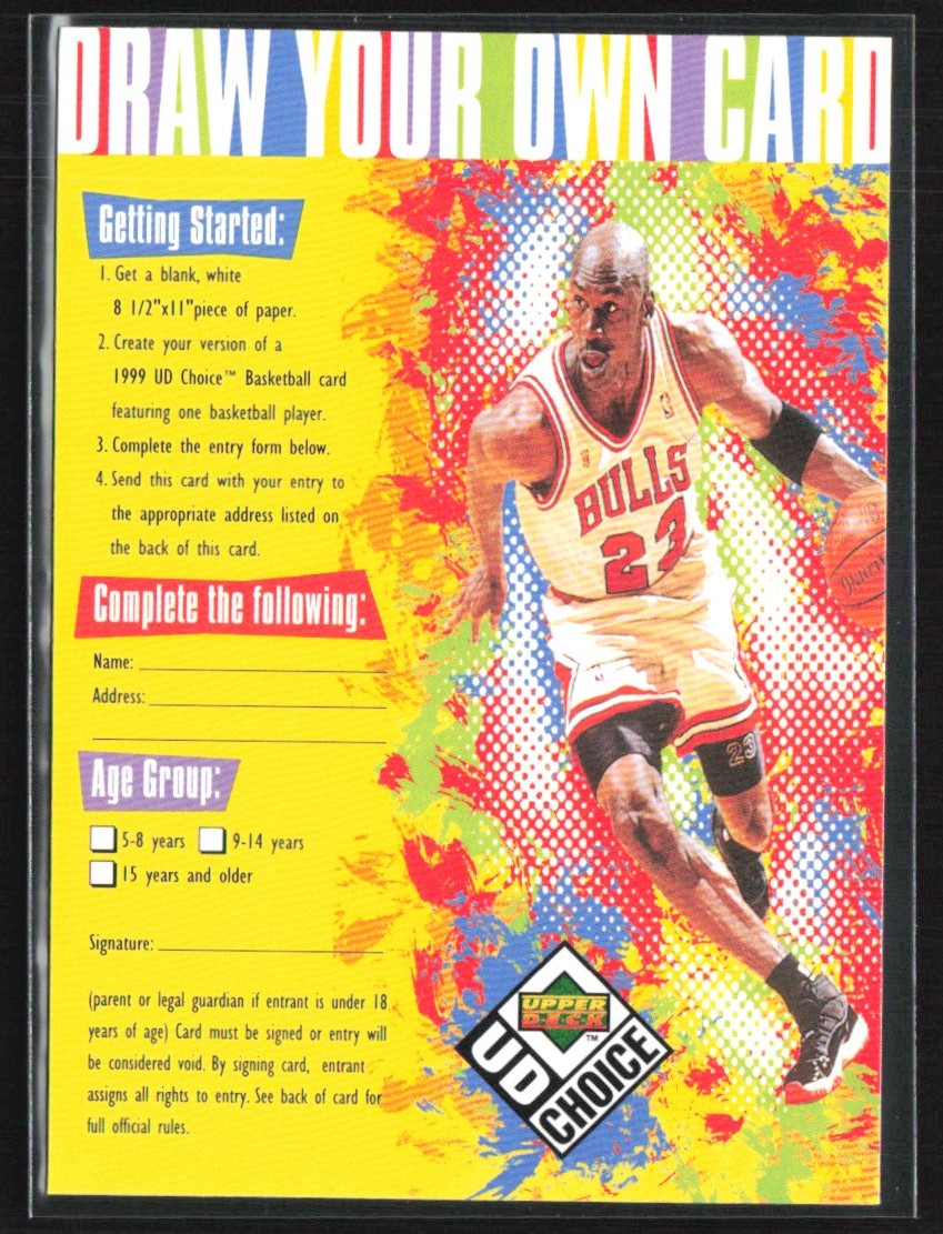 Michael Jordan 1998 Upper Deck Draw Your Own Card Chicago Bulls