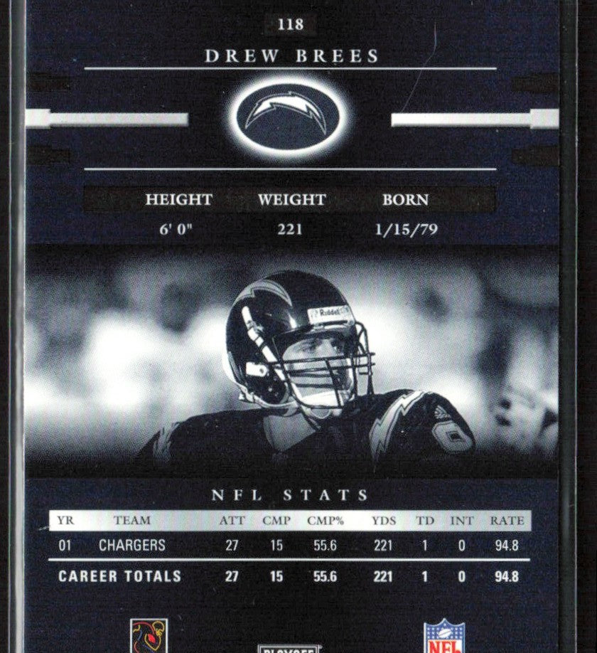 Drew Brees 2002 Playoff Prestige #118 San Diego Chargers