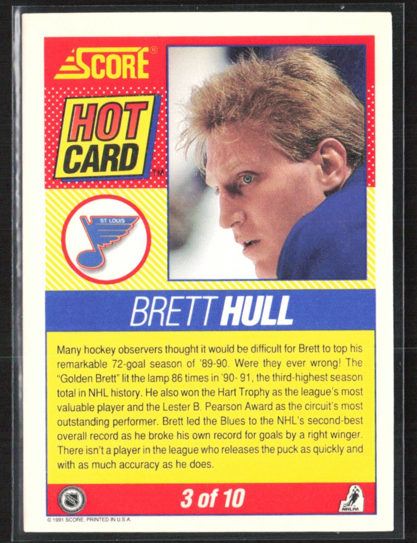 Brett Hull 1991 Score Hot Card #3 St. Louis Blues