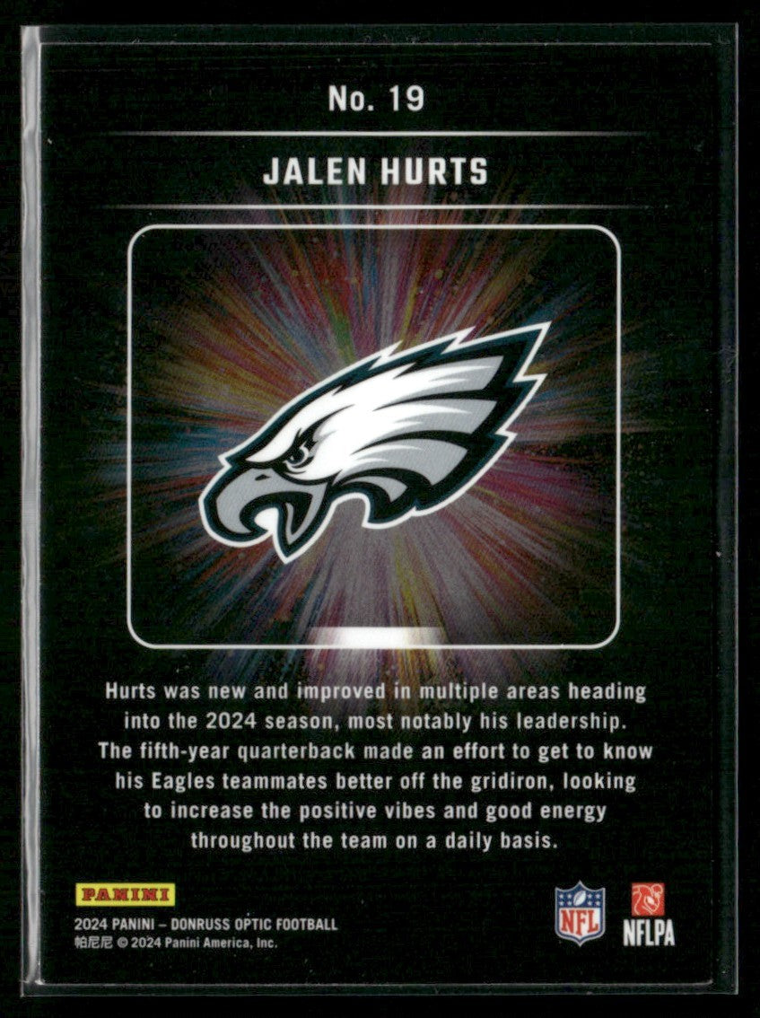 Jalen Hurts 2024 Donruss Optic Light It Up #19 Philadelphia Eagles