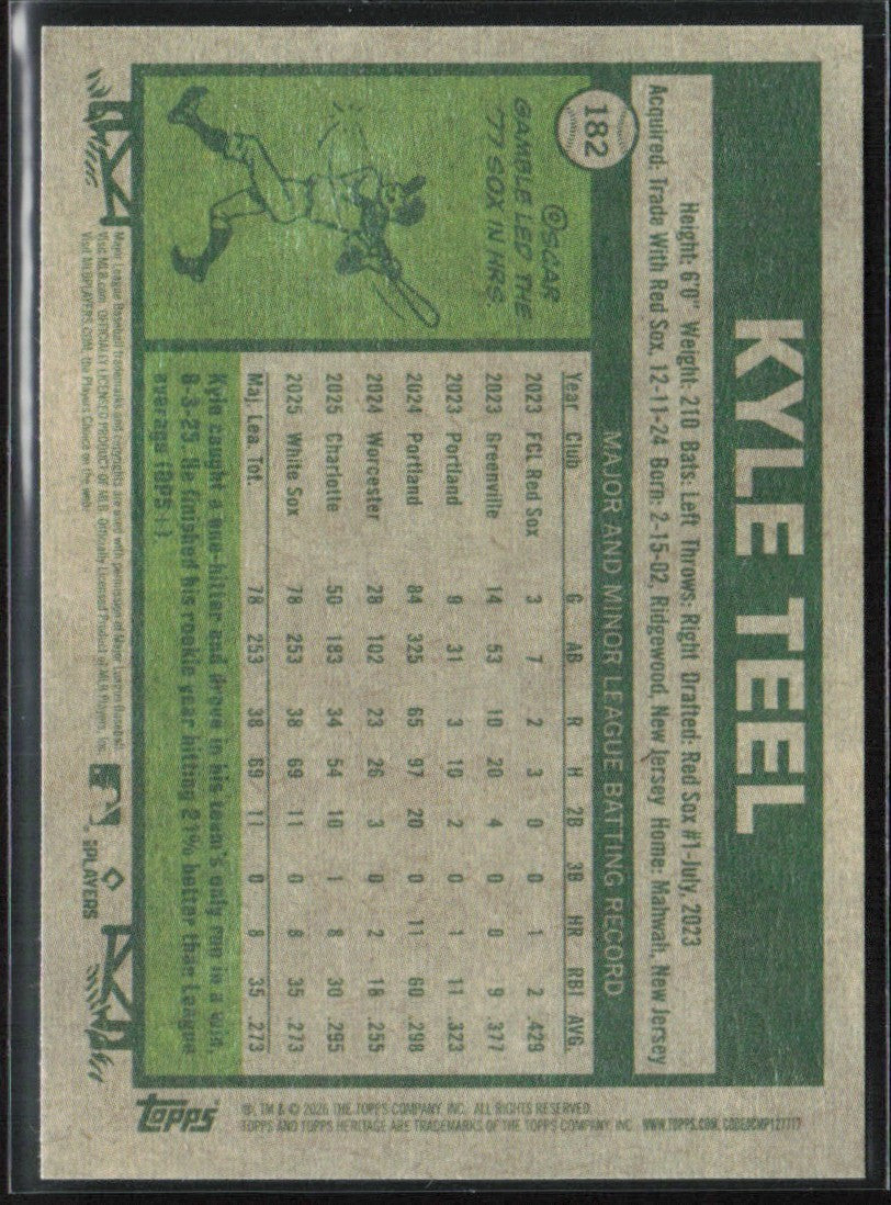 Kyle Teel 2026 Topps Heritage RC #182 Chicago White Sox