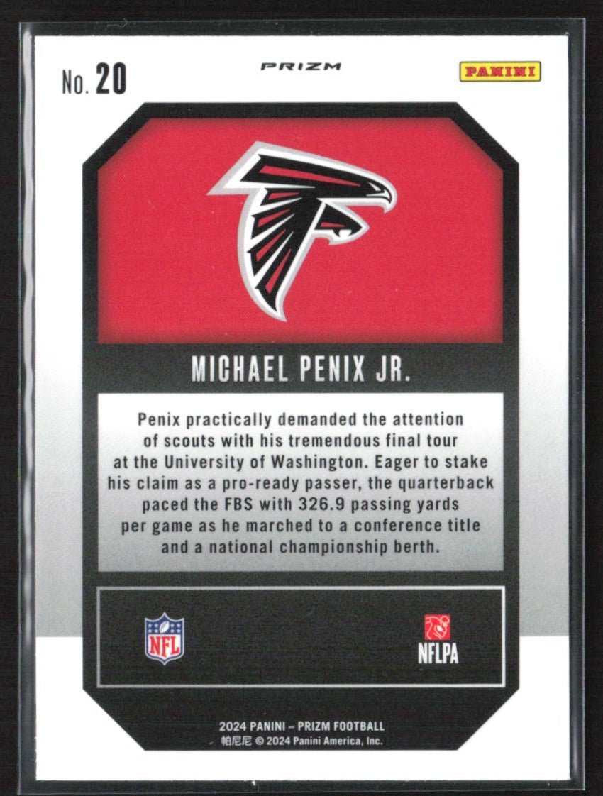 Michael Penix Jr. 2024 Panini Prizm Emergent Green Ice RC #20 Atlanta Falcons