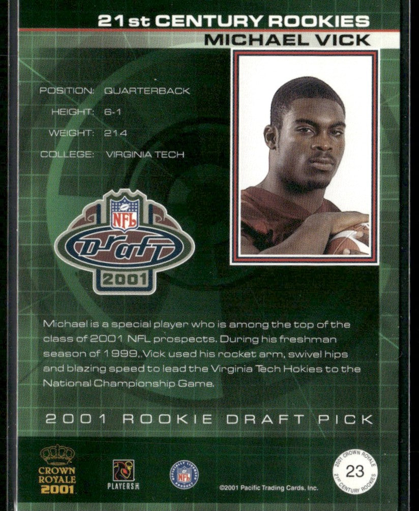 Michael Vick 2001 Pacific Crown Royale 21st Century Rookies RC #23