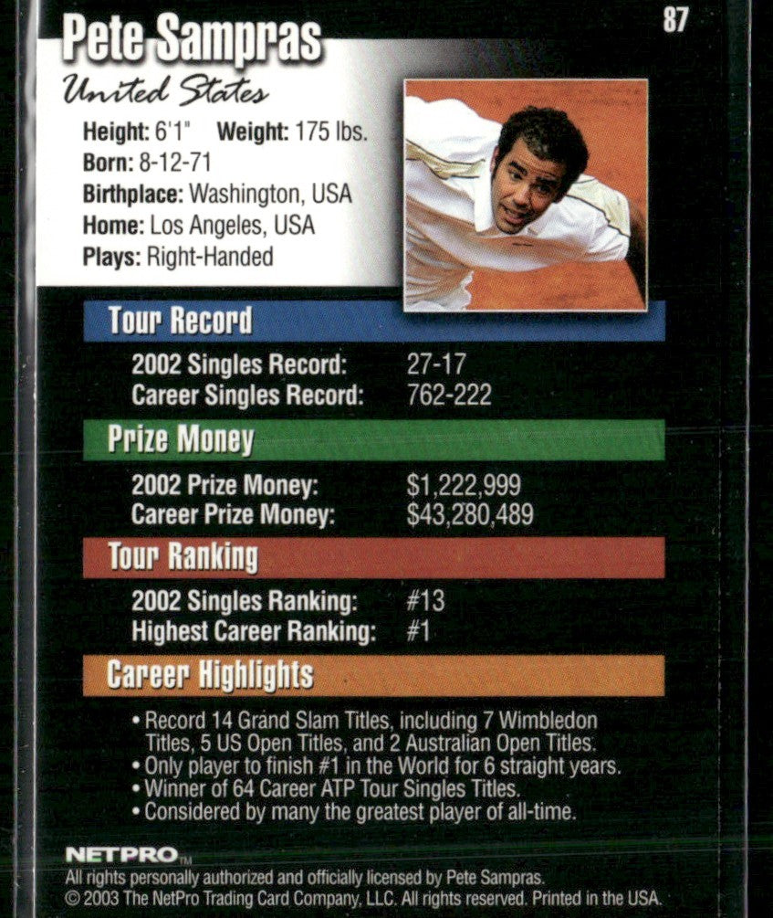 Pete Sampras 2003 NetPro #87