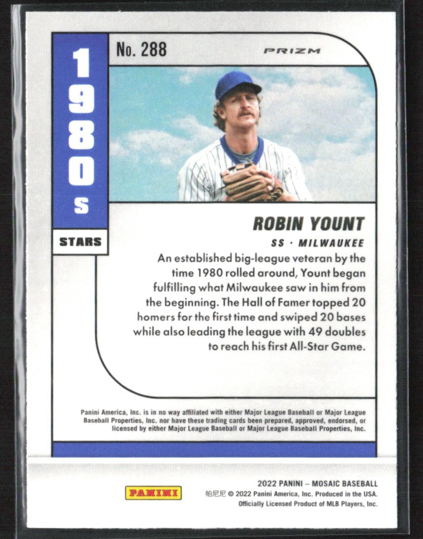 Robin Yount 2022 Panini Mosaic 1980's Stars Green Prizm #288 Milwaukee Brewers