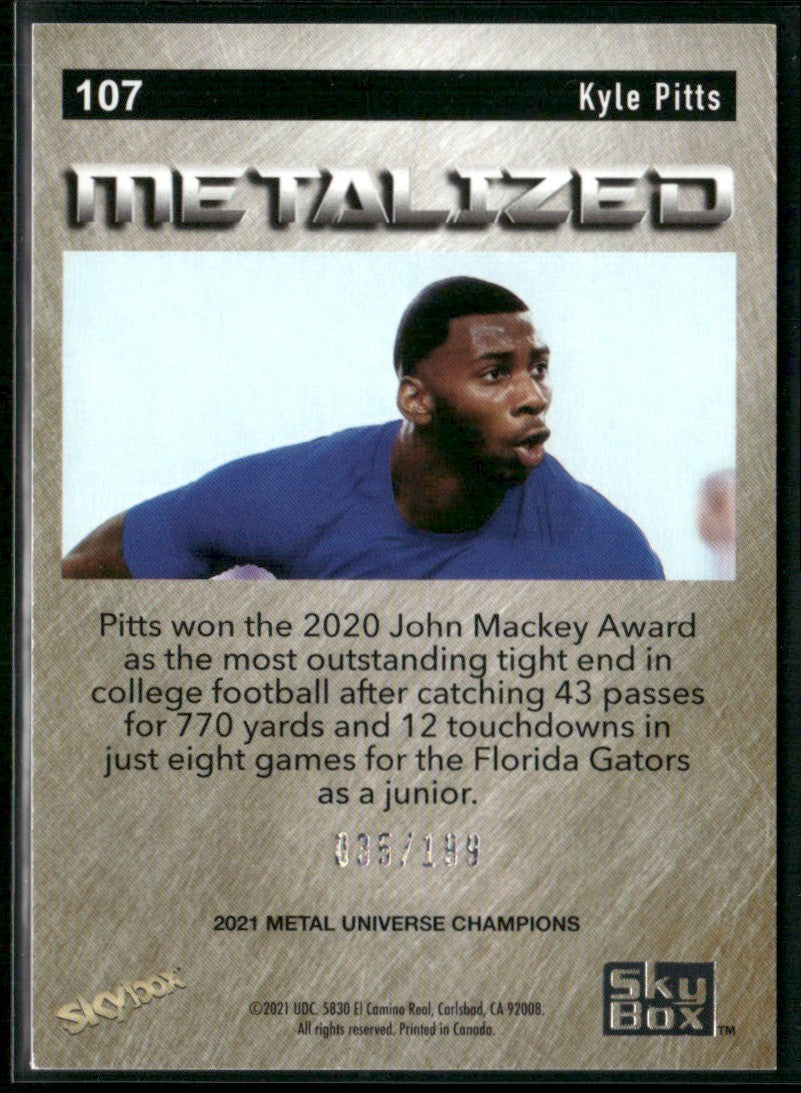 Kyle Pitts 2021 Skybox Metal Universe Champions Silver Dots RC /199 #107