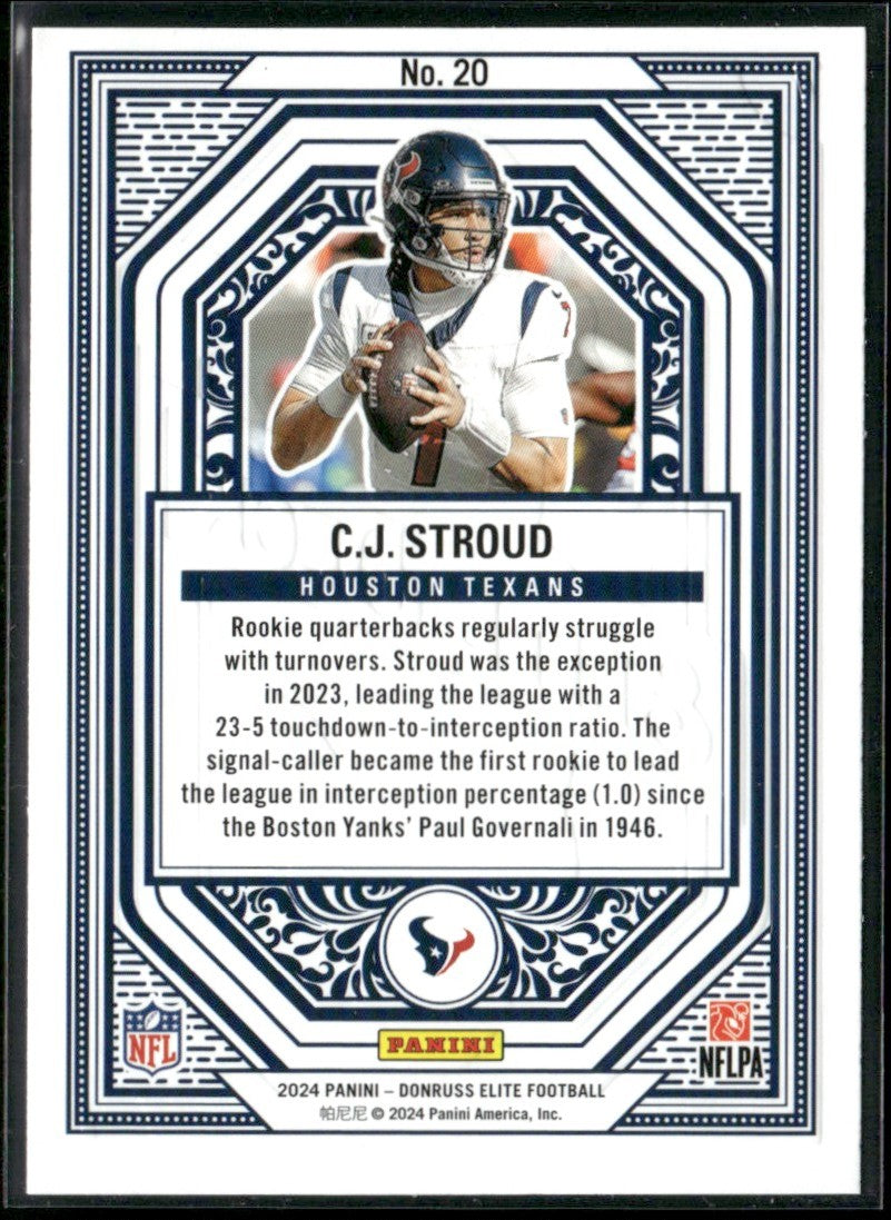 C.J. Stroud 2024 Donruss Elite Deck #20 Houston Texans