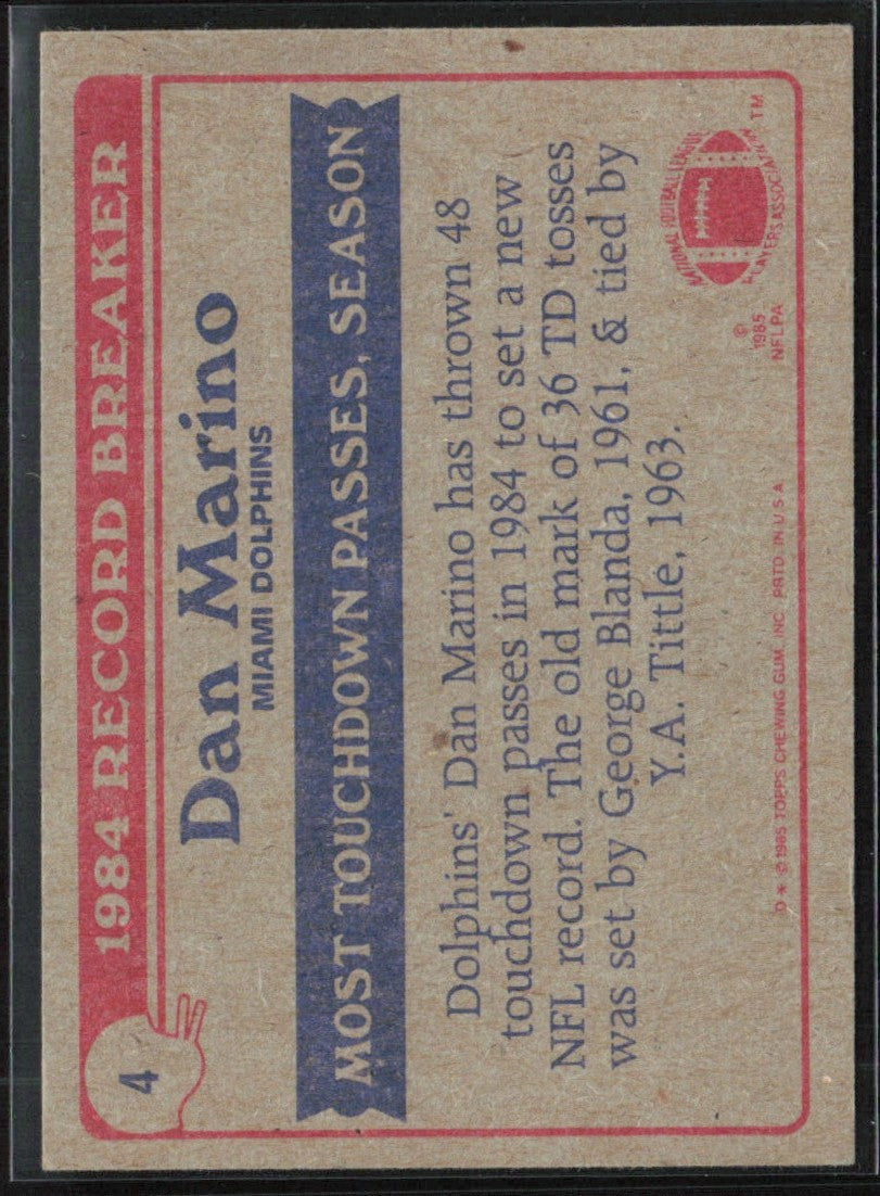 Dan Marino 1985 Topps #4 Miami Dolphins