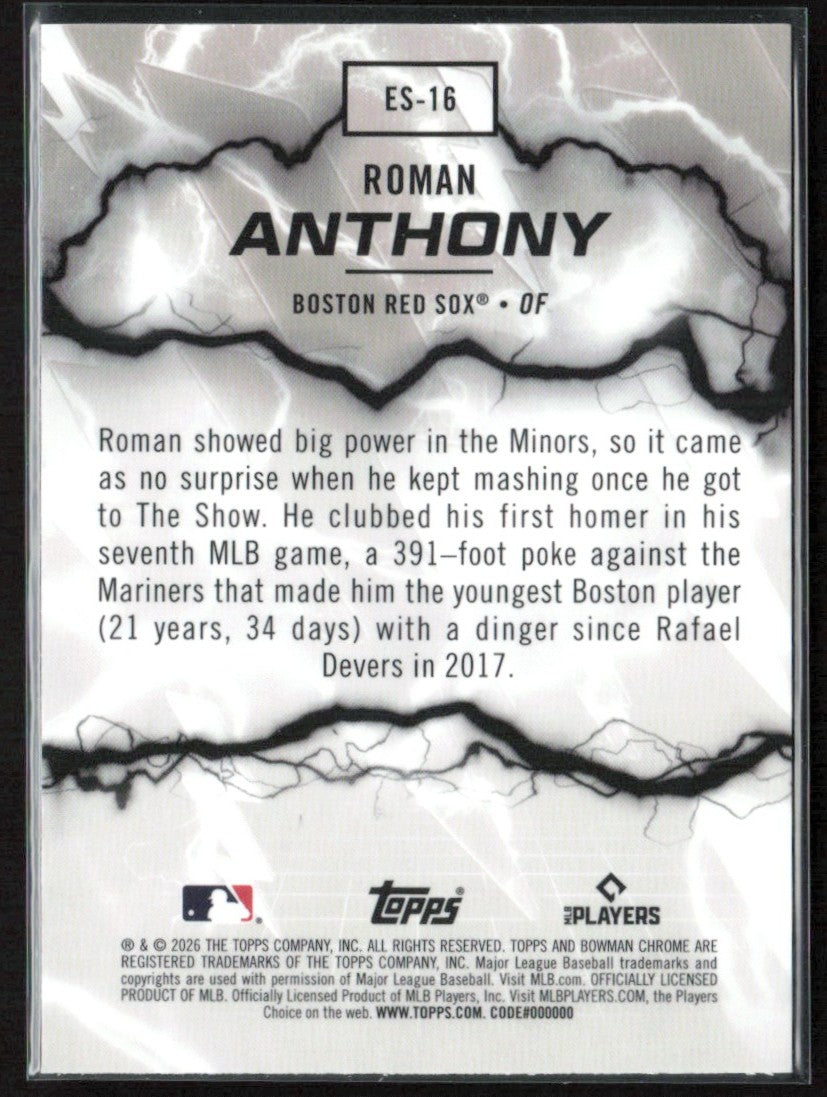 Roman Anthony 2026 Bowman Chrome Electric Sluggers RC #ES-16 Boston Red Sox