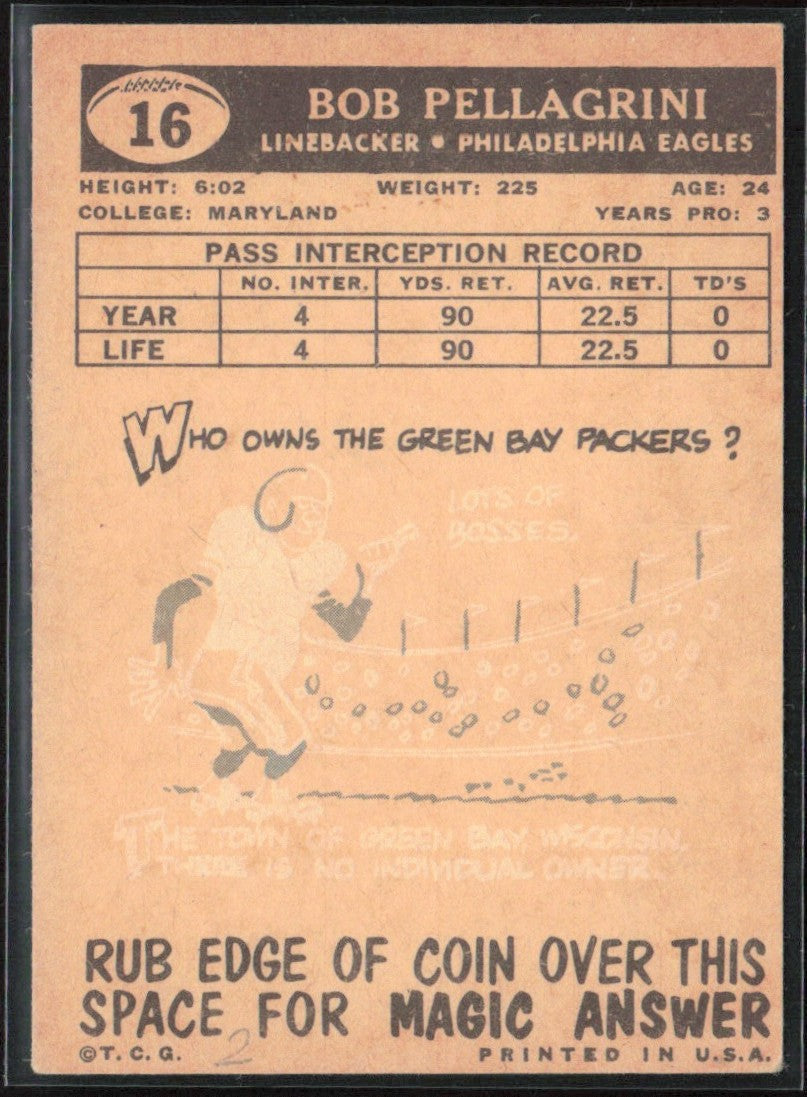 Bob Pellegrini 1959 Topps #16 Philadelphia Eagles