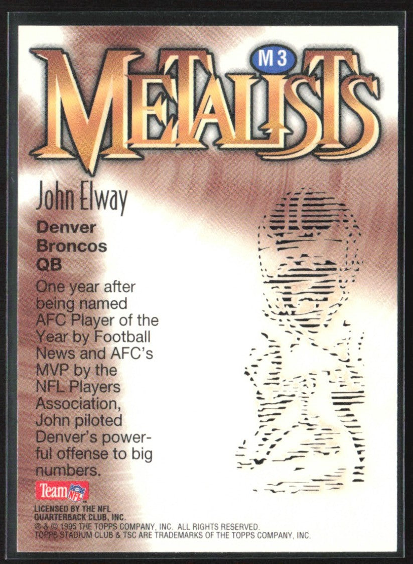 John Elway 1995 Topps Stadium Club Metalists #M3 Denver Broncos