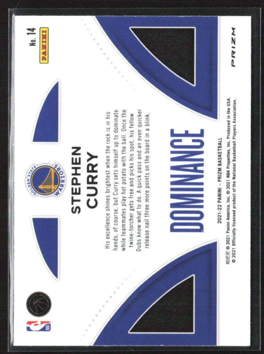 Stephen Curry 2021 Panini Prizm Dominance Green #14 Golden State Warriors