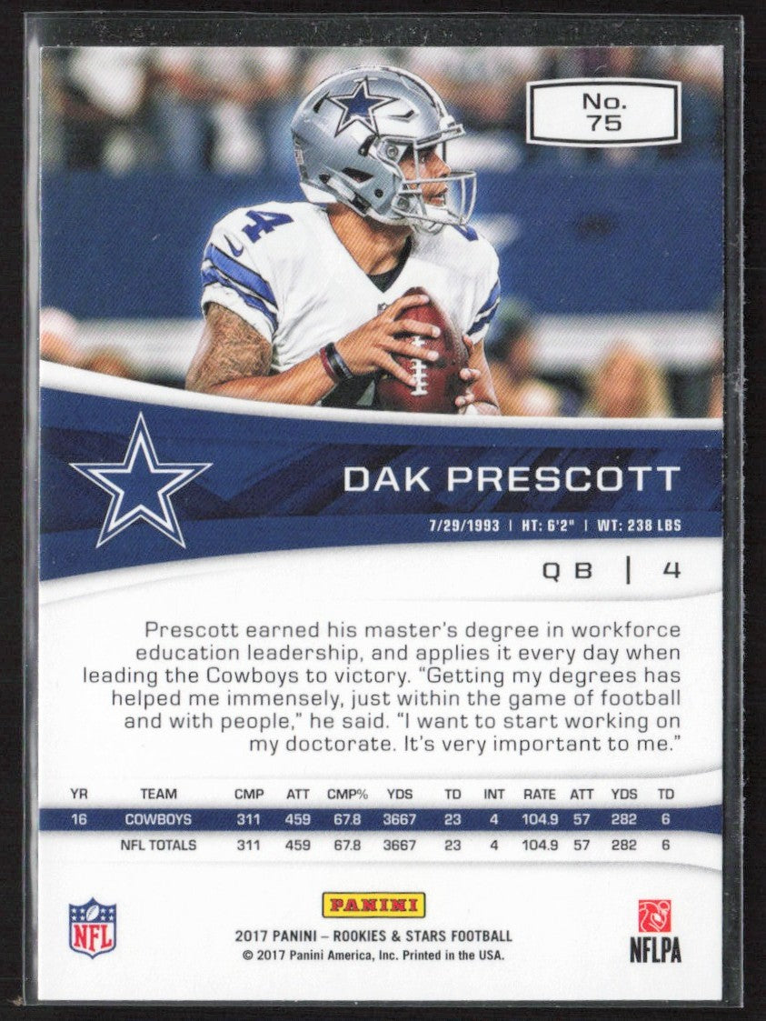 Dak Prescott 2017 Panini Rookies & Stars #75 Dallas Cowboys