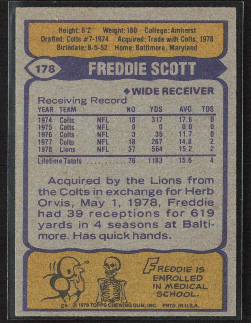 Freddie Scott 1979 Topps RC #178 Detroit Lions